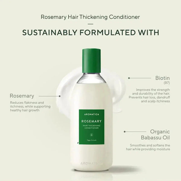 Kondicionieris bez silikona ar rozmarīnu AROMATICA Rosemary Hair Thickening Conditioner