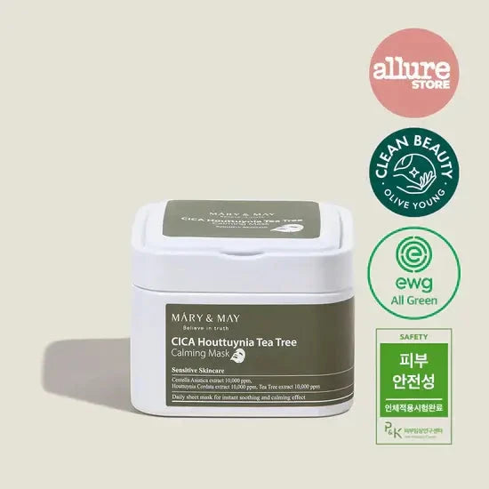 Komplekts masku ar Gotu Kola priekš jūtīgas ādas Mary&May Cica Houttuynia Tea Tree Calming Mask