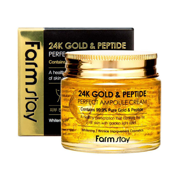 Ampulu krēms ar zeltu un peptīdiem FarmStay 24K Gold & Peptide Perfect Ampoule