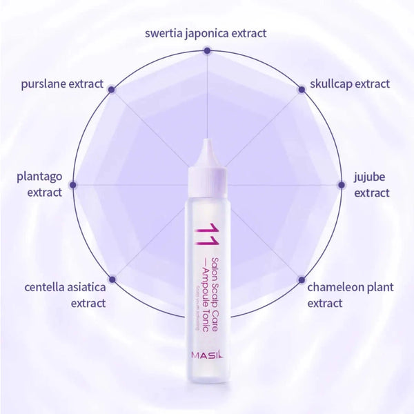 Atsvaidzinošs ampulas toniks galvas ādai Masil 11 Salon Scalp Care Ampoule Tonic